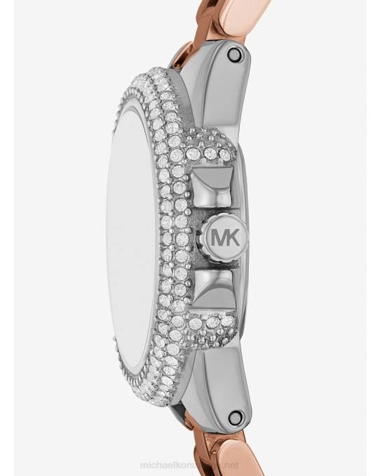 Michael Kors mini camille pave klokke unisex LDNL3984 sølv